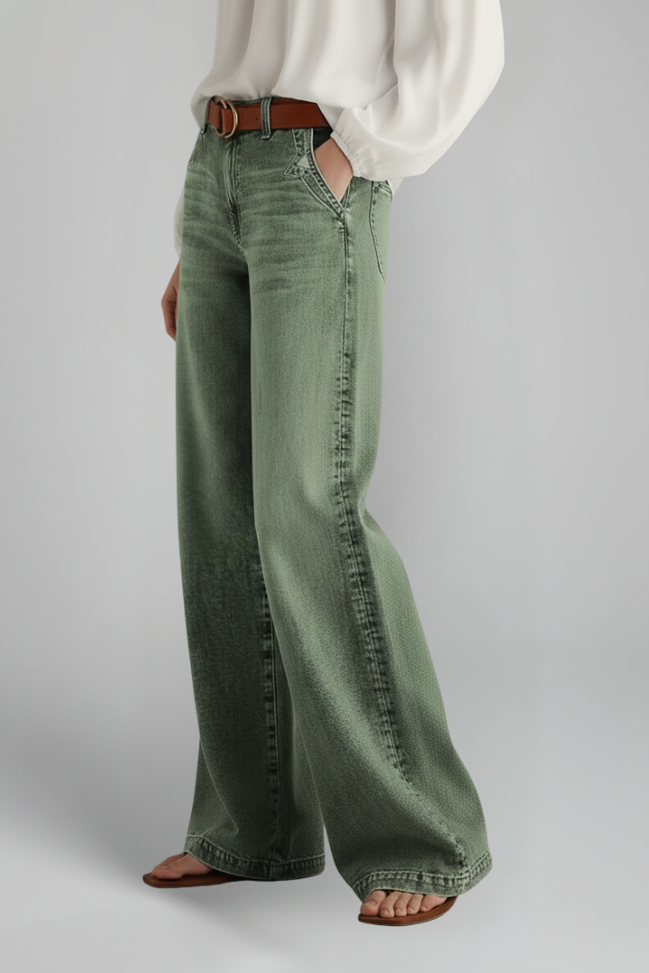 Damen High-Rise Wide-Leg Jeans Denim Blau