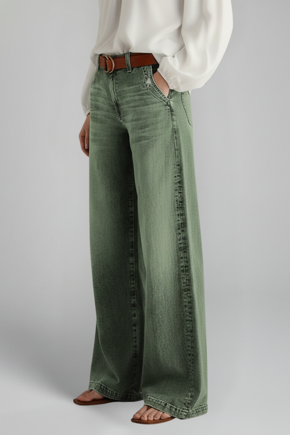 Damen High-Rise Wide-Leg Jeans Denim Blau