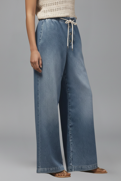 Damen Relaxed Fit Wide-Leg Jeans Denim Blau