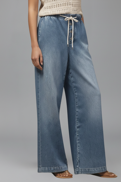 Damen Relaxed Fit Wide-Leg Jeans Denim Blau