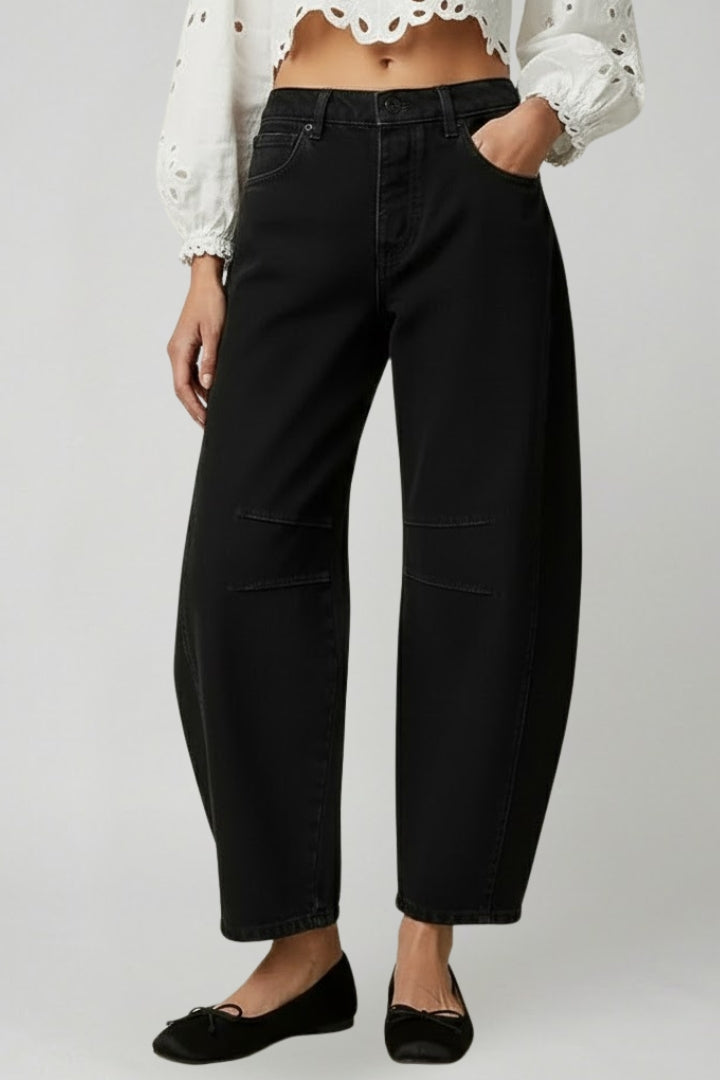 Damen High-Waist Stretch-Jeans Wide-Leg Denim Blau