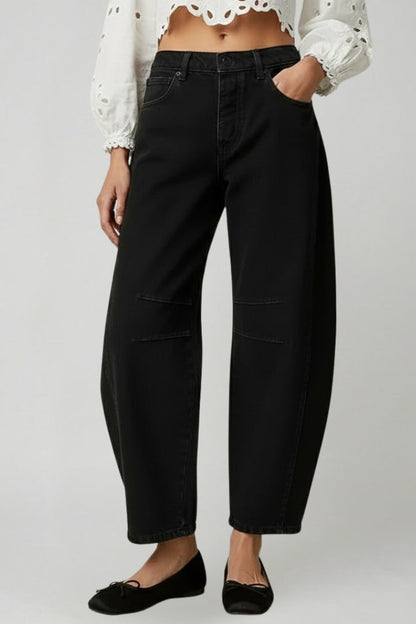 Damen High-Waist Stretch-Jeans Wide-Leg Denim Blau