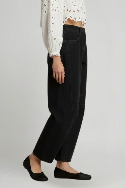 Damen High-Waist Stretch-Jeans Wide-Leg Denim Blau