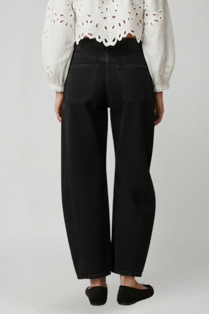 Damen High-Waist Stretch-Jeans Wide-Leg Denim Blau