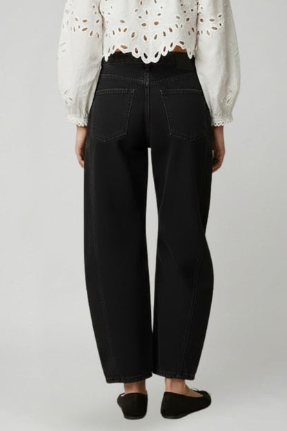Damen High-Waist Stretch-Jeans Wide-Leg Denim Blau