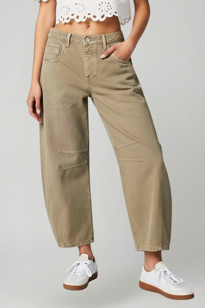 Damen High-Waist Stretch-Jeans Wide-Leg Denim Blau