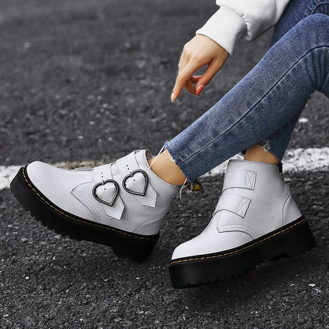 Damen Stiefeletten Dicke Sohle Schwarz - Eveloria