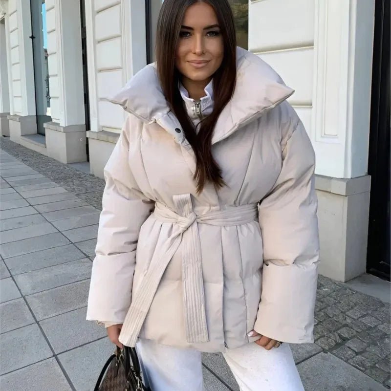 Damen Wintersteppmantel mit Gürtel - Eveloria