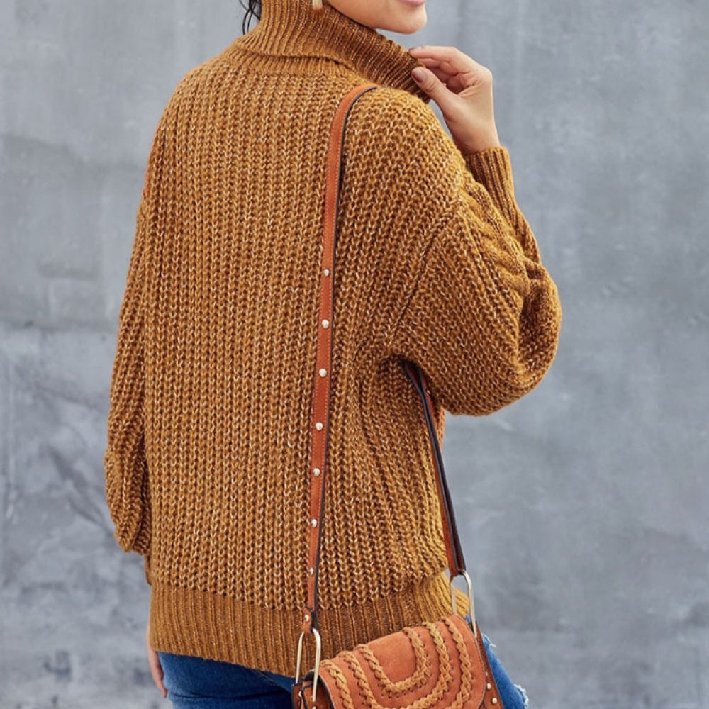 Eveloria Damen Winter Rollkragenpullover Dicker Strickkomfort