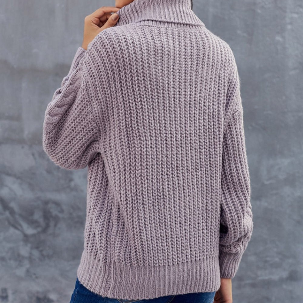 Eveloria Damen Winter Rollkragenpullover Dicker Strickkomfort