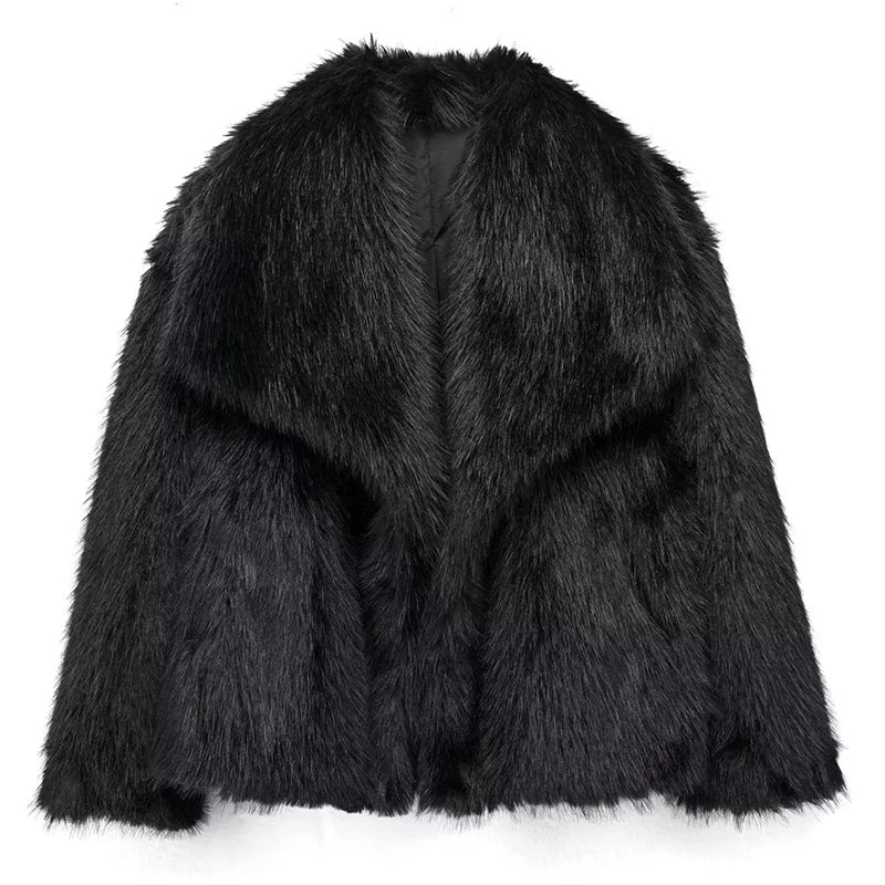 Damen Kurze Winterjacke Kunstfell