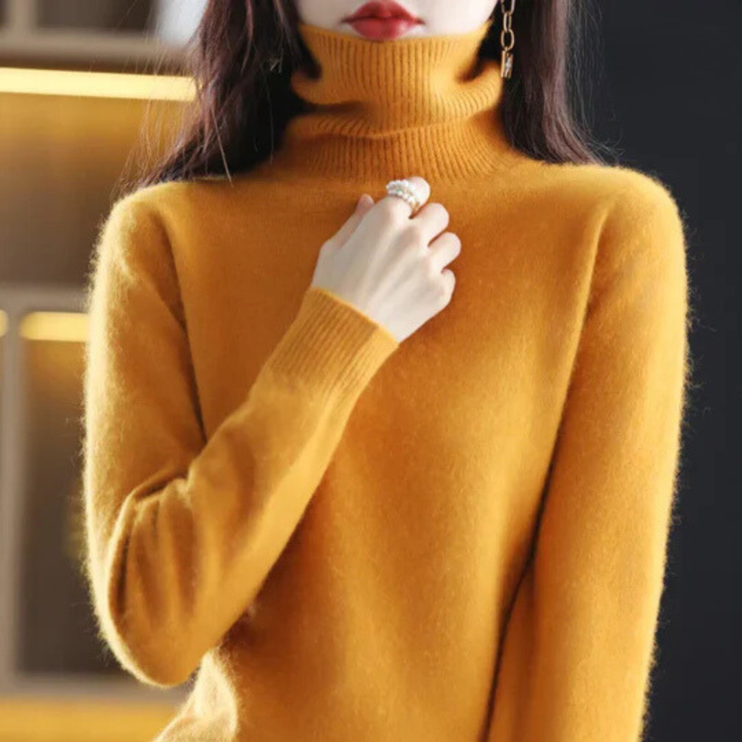 Damen Rollkragenpullover Weich Eng Anliegend