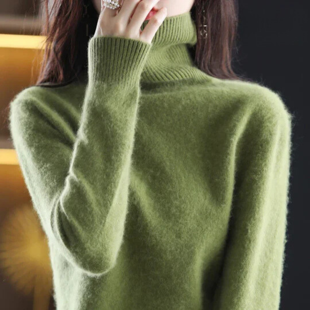Damen Rollkragenpullover Weich Eng Anliegend