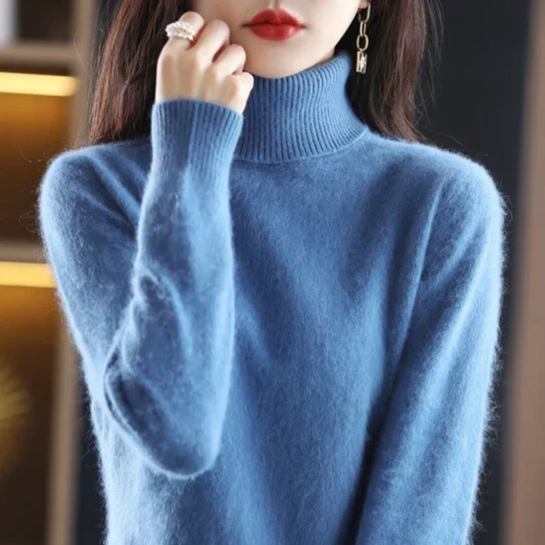 Damen Rollkragenpullover Weich Eng Anliegend