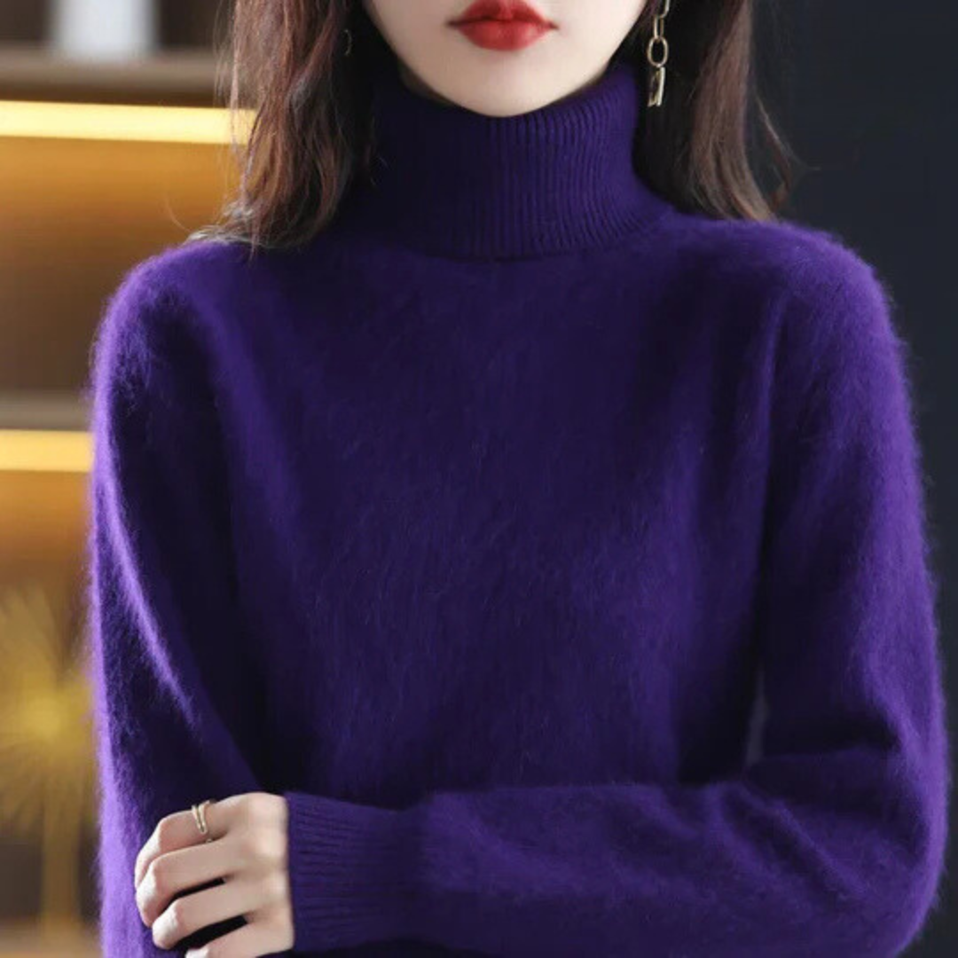 Damen Rollkragenpullover Weich Eng Anliegend