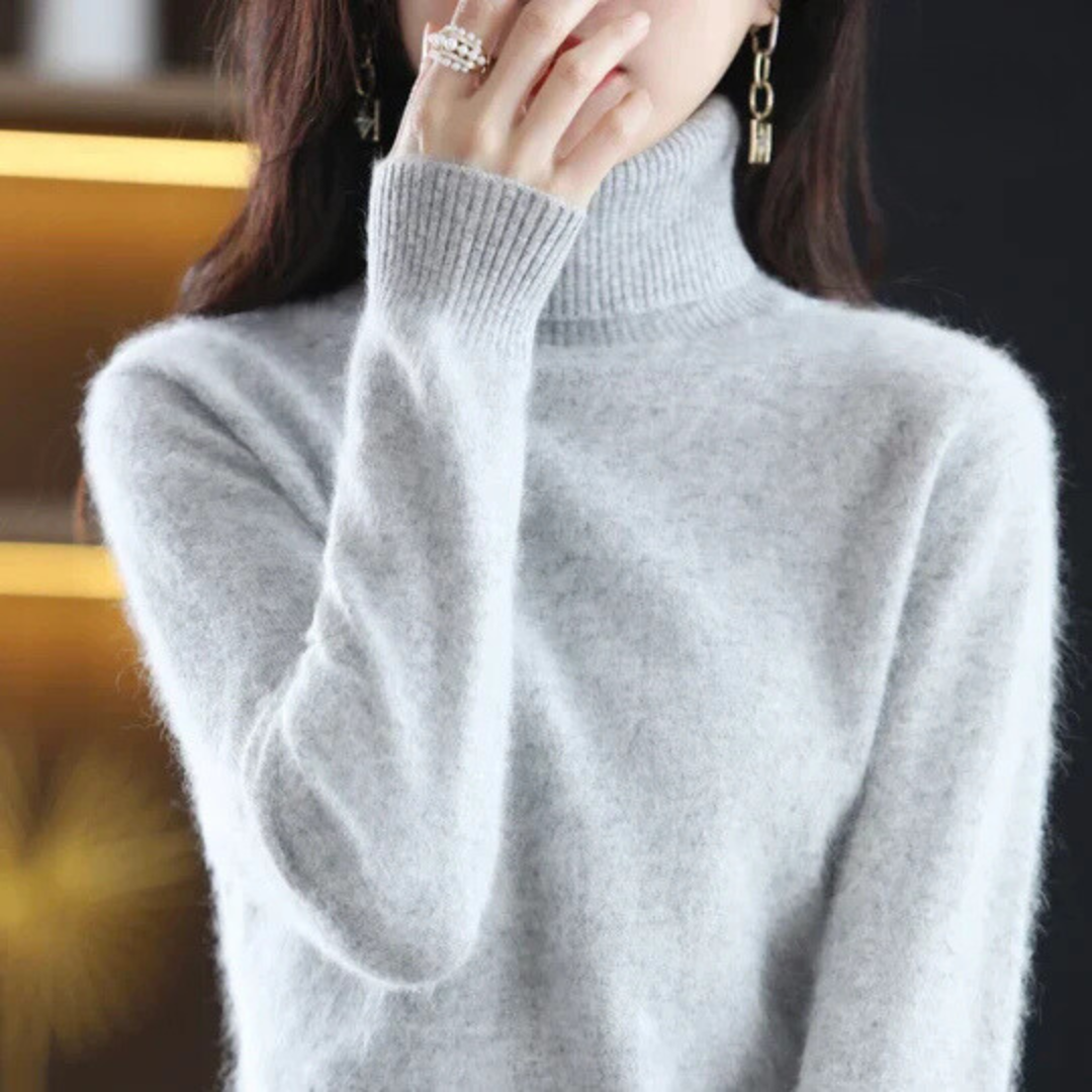 Damen Rollkragenpullover Weich Eng Anliegend