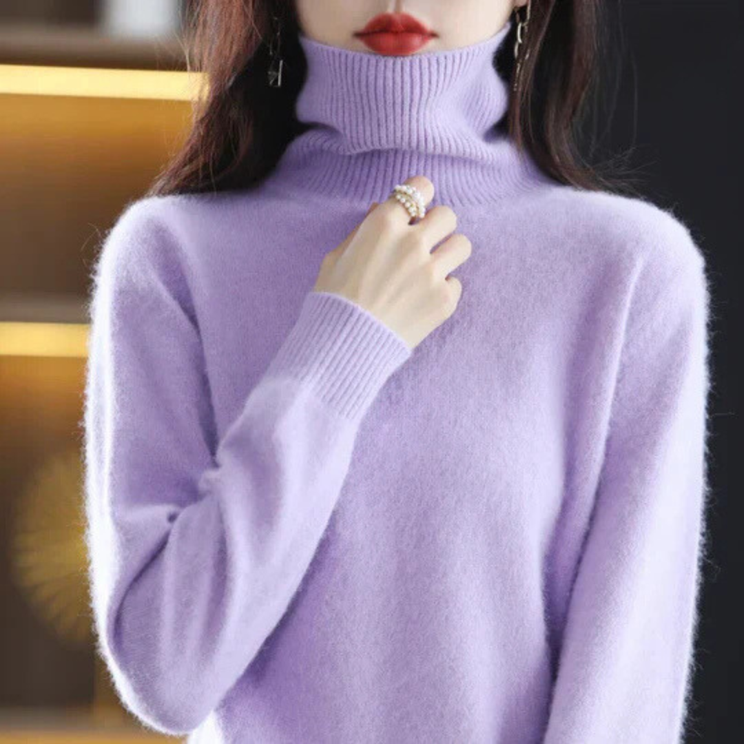 Damen Rollkragenpullover Weich Eng Anliegend