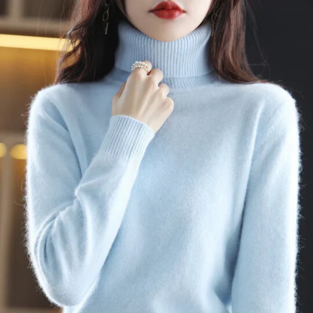 Damen Rollkragenpullover Weich Eng Anliegend