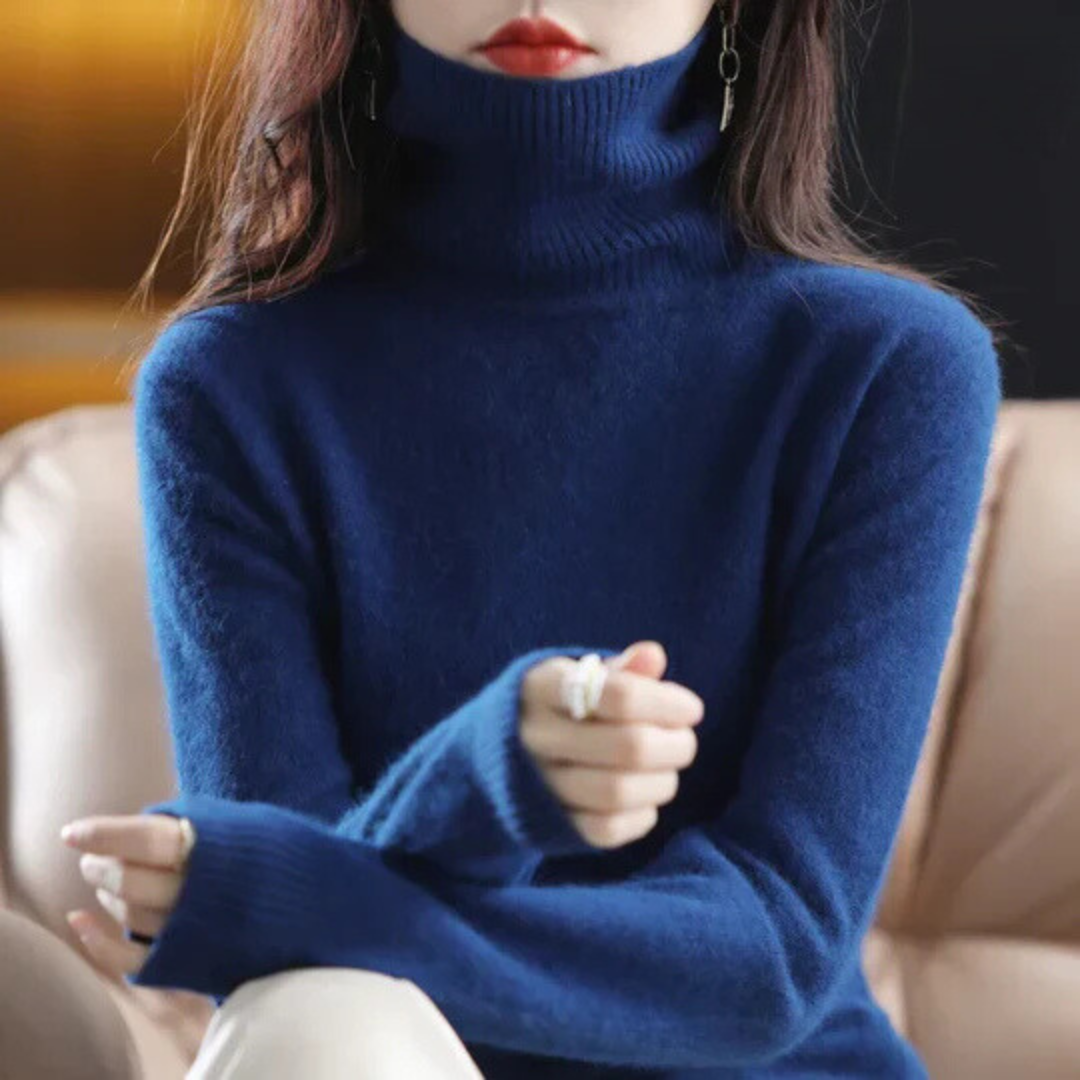 Damen Rollkragenpullover Weich Eng Anliegend