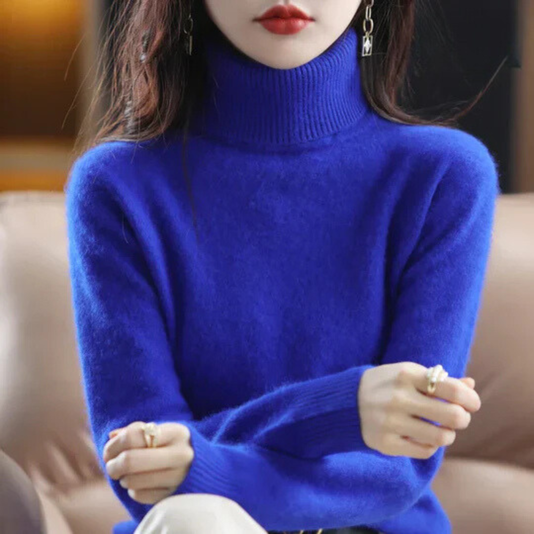 Damen Rollkragenpullover Weich Eng Anliegend