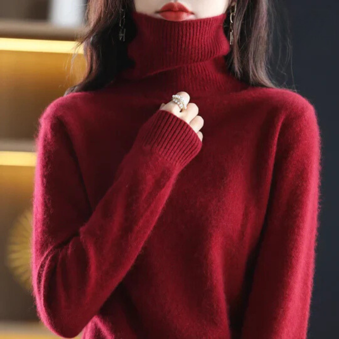 Damen Rollkragenpullover Weich Eng Anliegend
