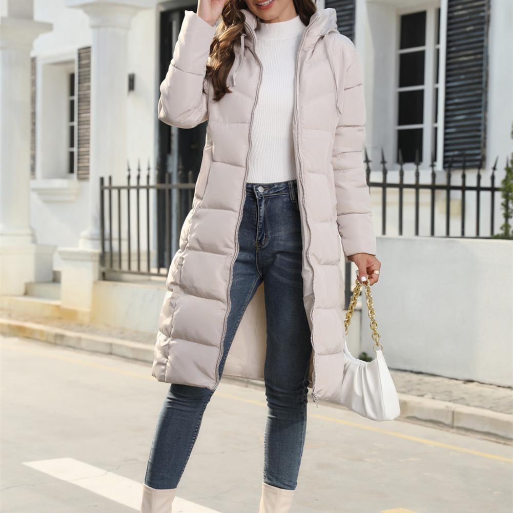Damen Stepp-Daunenjacke Lange Reißverschluss Warmer Leichter Schwarz - Eveloria