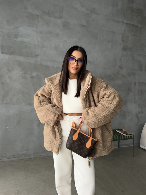 Eveloria Damen Übergroße Sherpa Fleece Jacke Winter