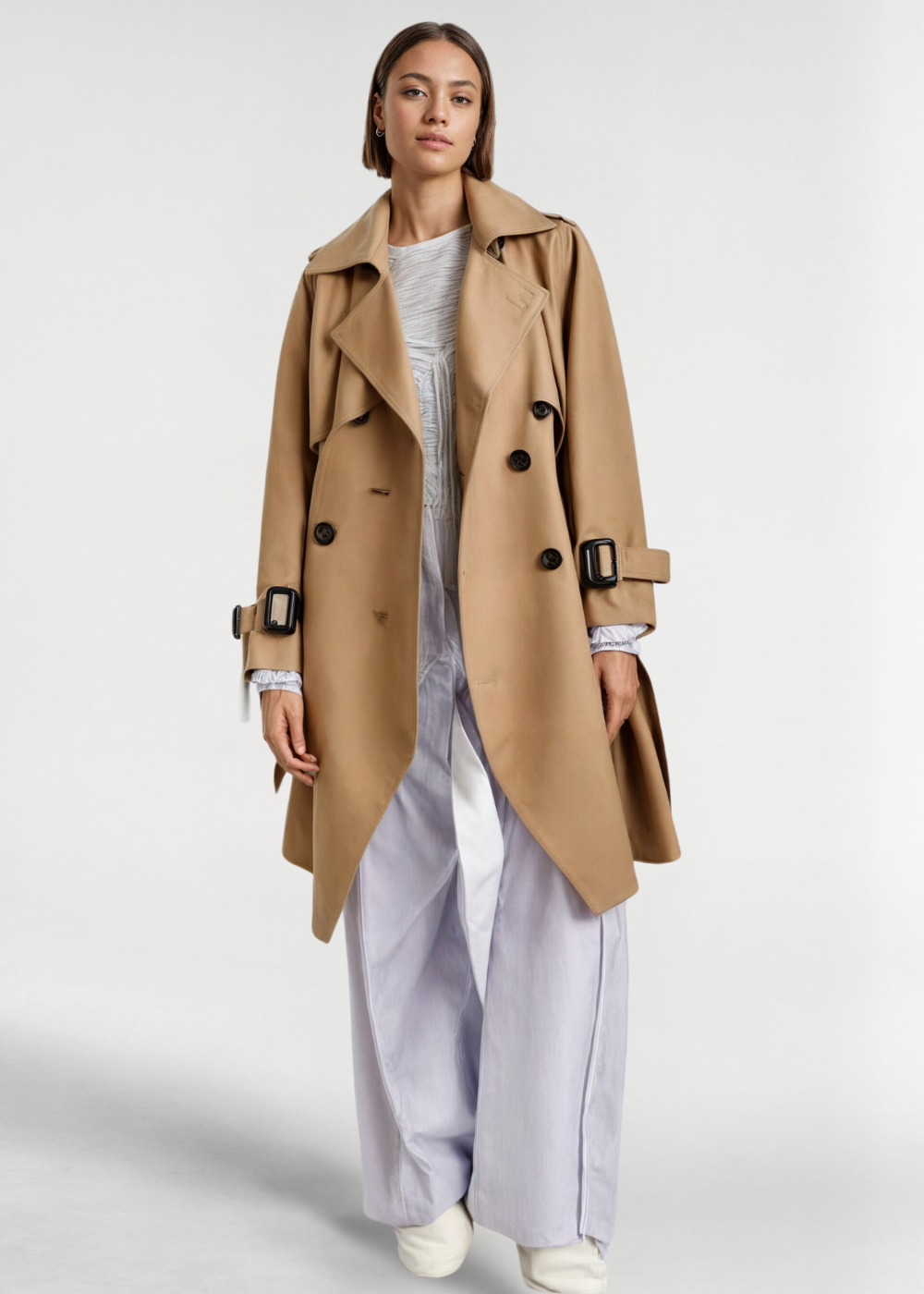Damen Wintertrenchcoat Wasserfest Lang Mit Gürtel - Eveloria