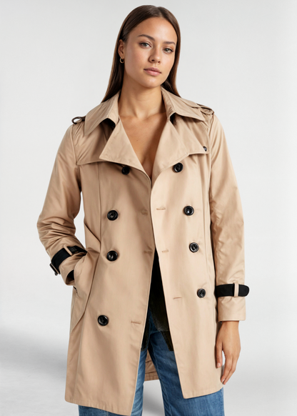 Damen Wintertrenchcoat Wasserfest Lang Knöpfe