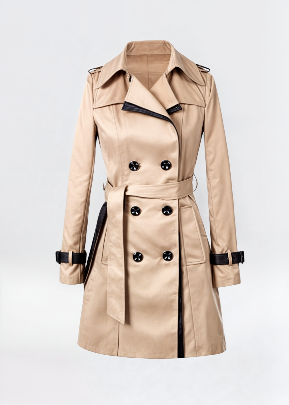 Damen Wintertrenchcoat Wasserfest Lang Knöpfe