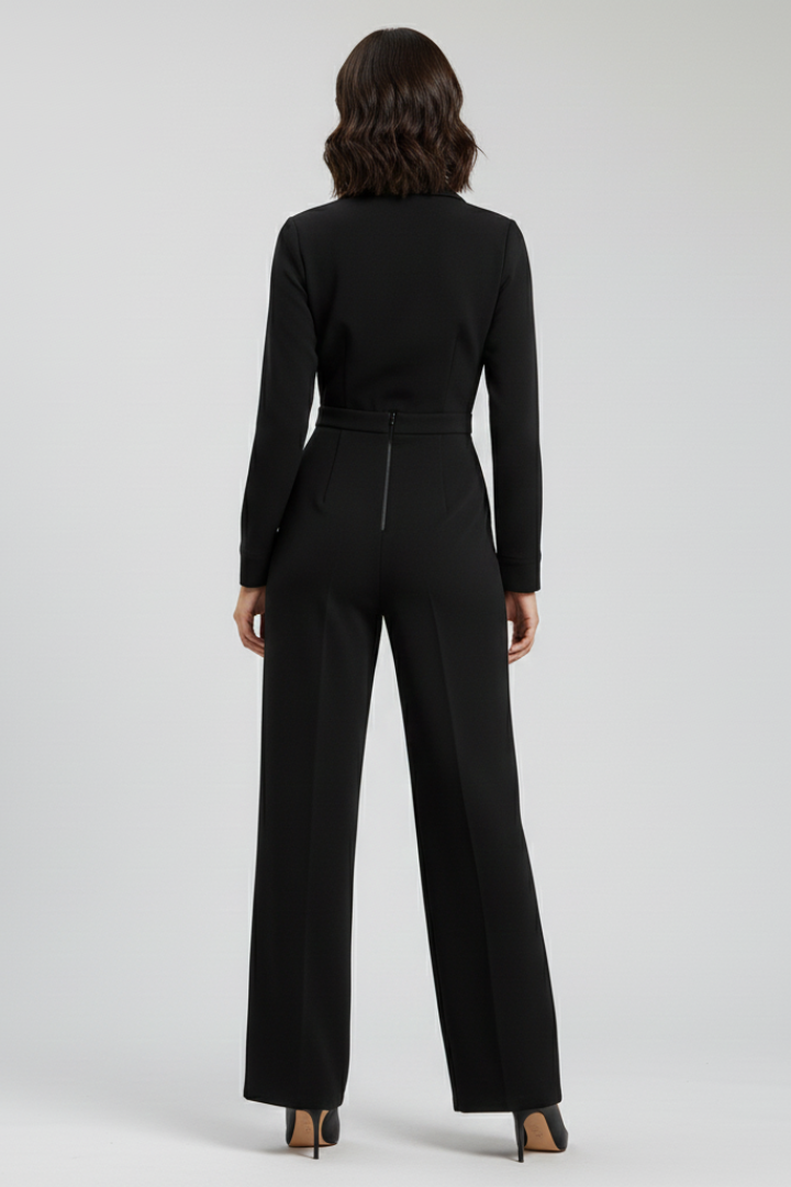 Damen Jumpsuit Kragen Wide-Leg Tailliert