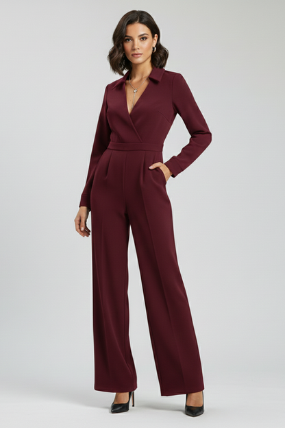 Damen Jumpsuit Kragen Wide-Leg Tailliert