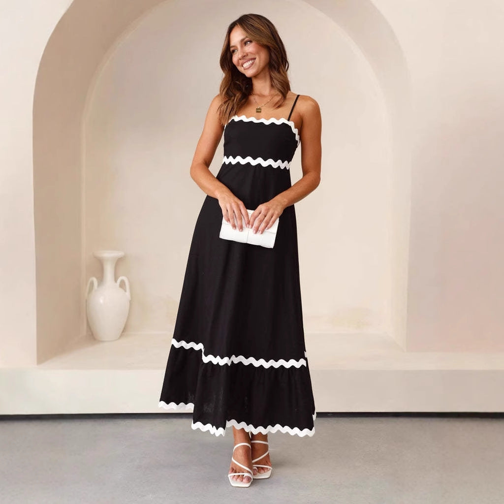 Damen A-Linien Maxikleid Spaghettiträger