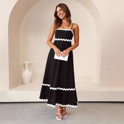 Damen A-Linien Maxikleid Spaghettiträger