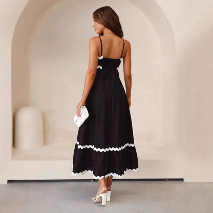 Damen A-Linien Maxikleid Spaghettiträger