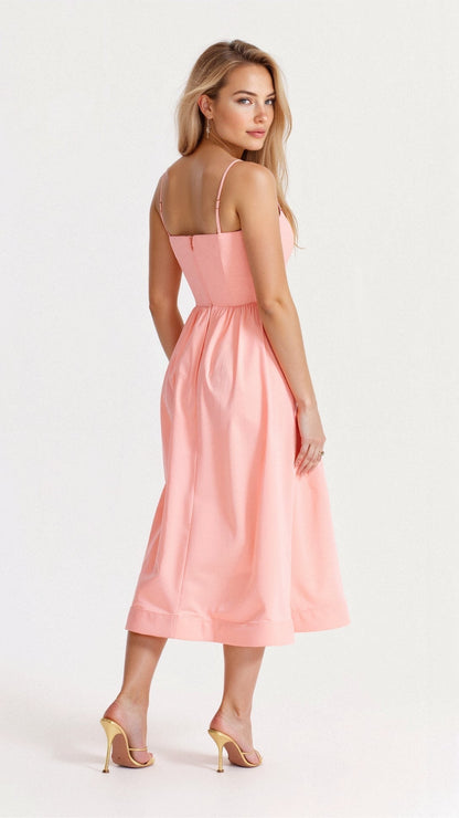 Damen A-Linie Midikleid Ascot-Stil