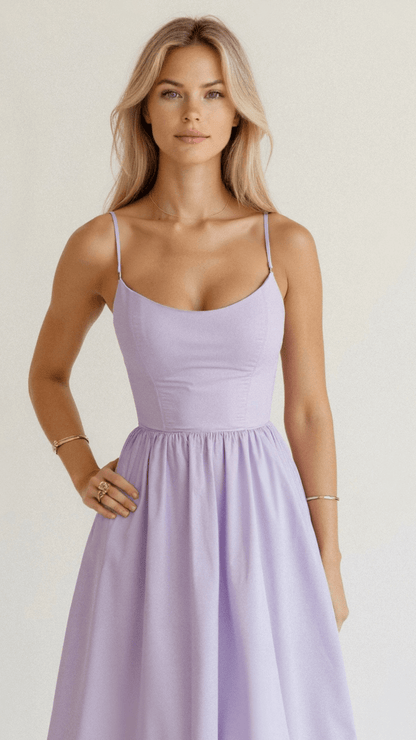 Damen A-Linie Midikleid Ascot-Stil