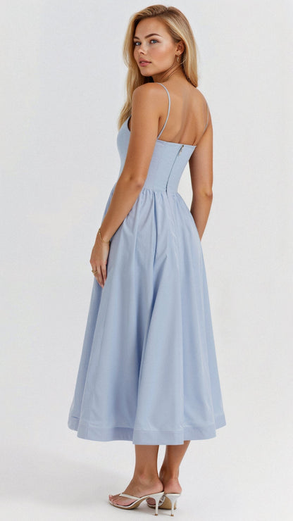Damen A-Linie Midikleid Ascot-Stil