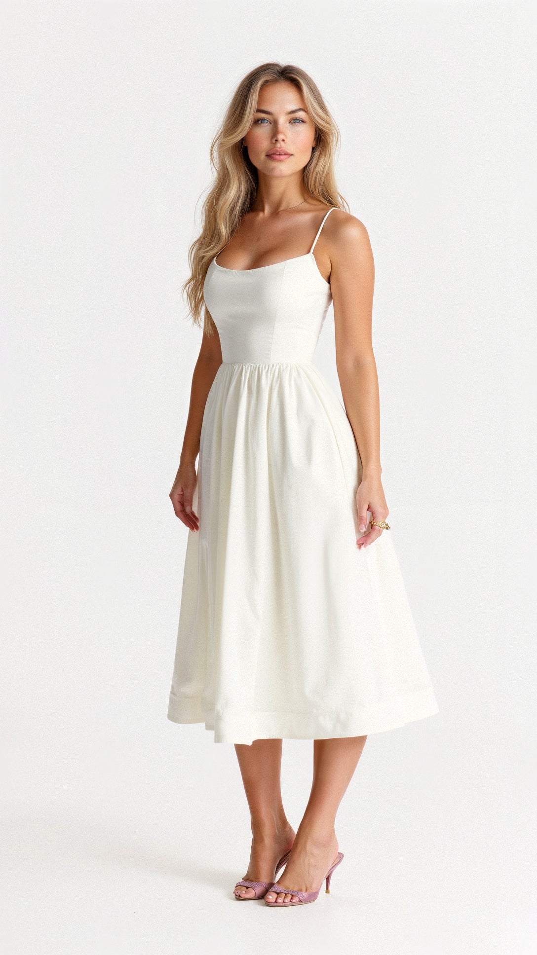 Damen A-Linie Midikleid Ascot-Stil - Eveloria