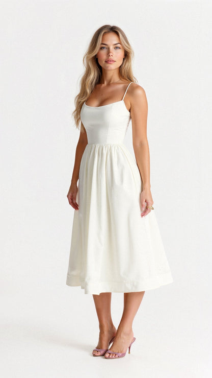 Damen A-Linie Midikleid Ascot-Stil - Eveloria