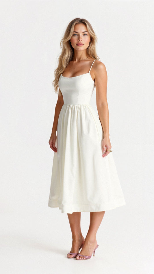 Damen A-Linie Midikleid Ascot-Stil - Eveloria