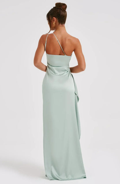 Damen One-Shoulder Maxikleid Mit Schlitz
