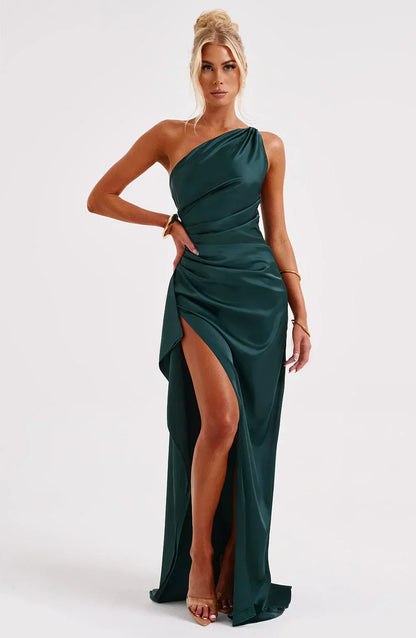 Damen One-Shoulder Maxikleid Mit Schlitz