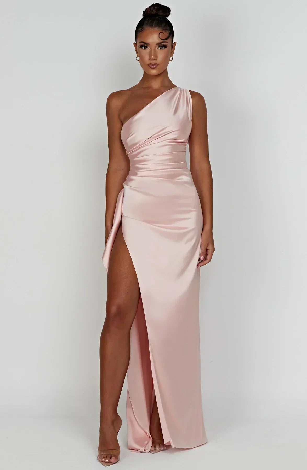 Damen One-Shoulder Maxikleid Mit Schlitz