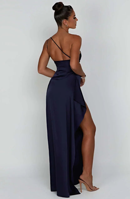 Damen One-Shoulder Maxikleid Mit Schlitz