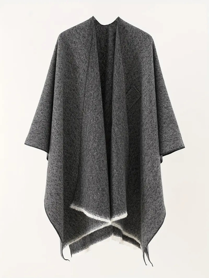 Damen Asymmetrischer Schal Oversized Wrap mit Taillengürtel Braun