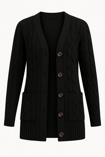 Damen Strickcardigan Zopfmuster Beige