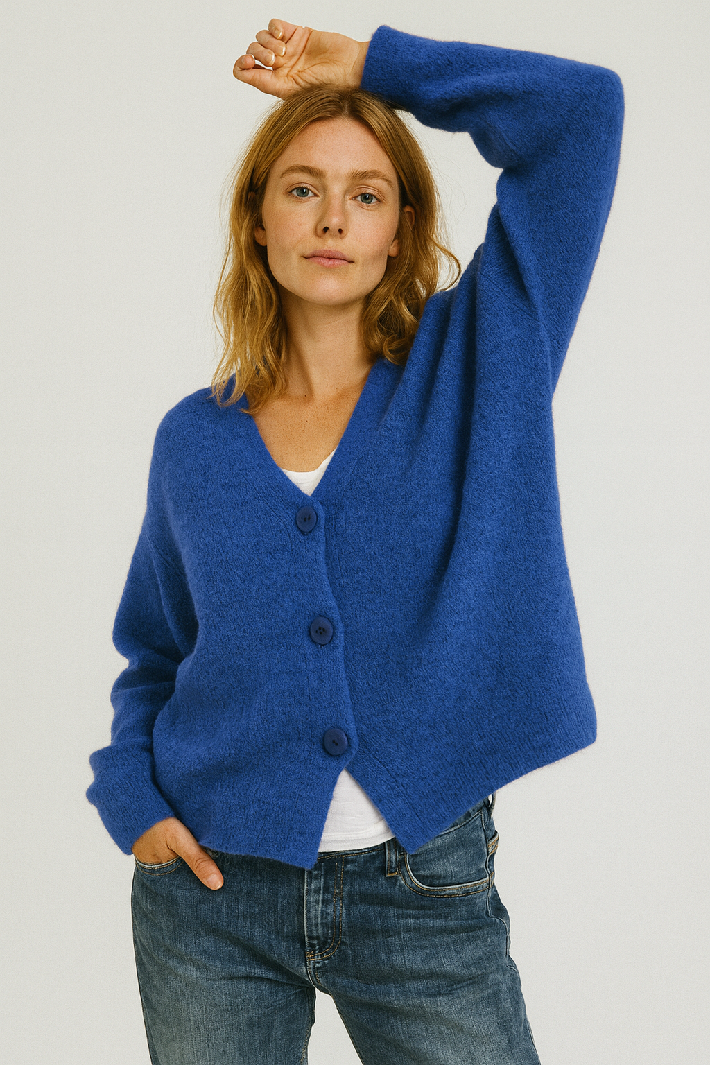 Damen Cardigan Mit Knöpfen Freizeit Grau