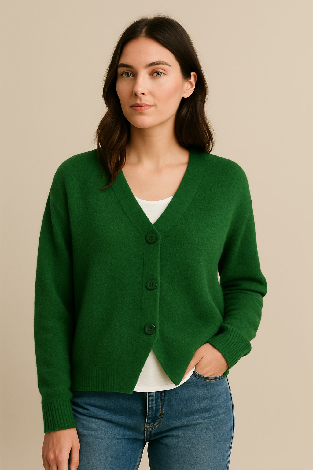 Damen Cardigan Mit Knöpfen Freizeit Grau