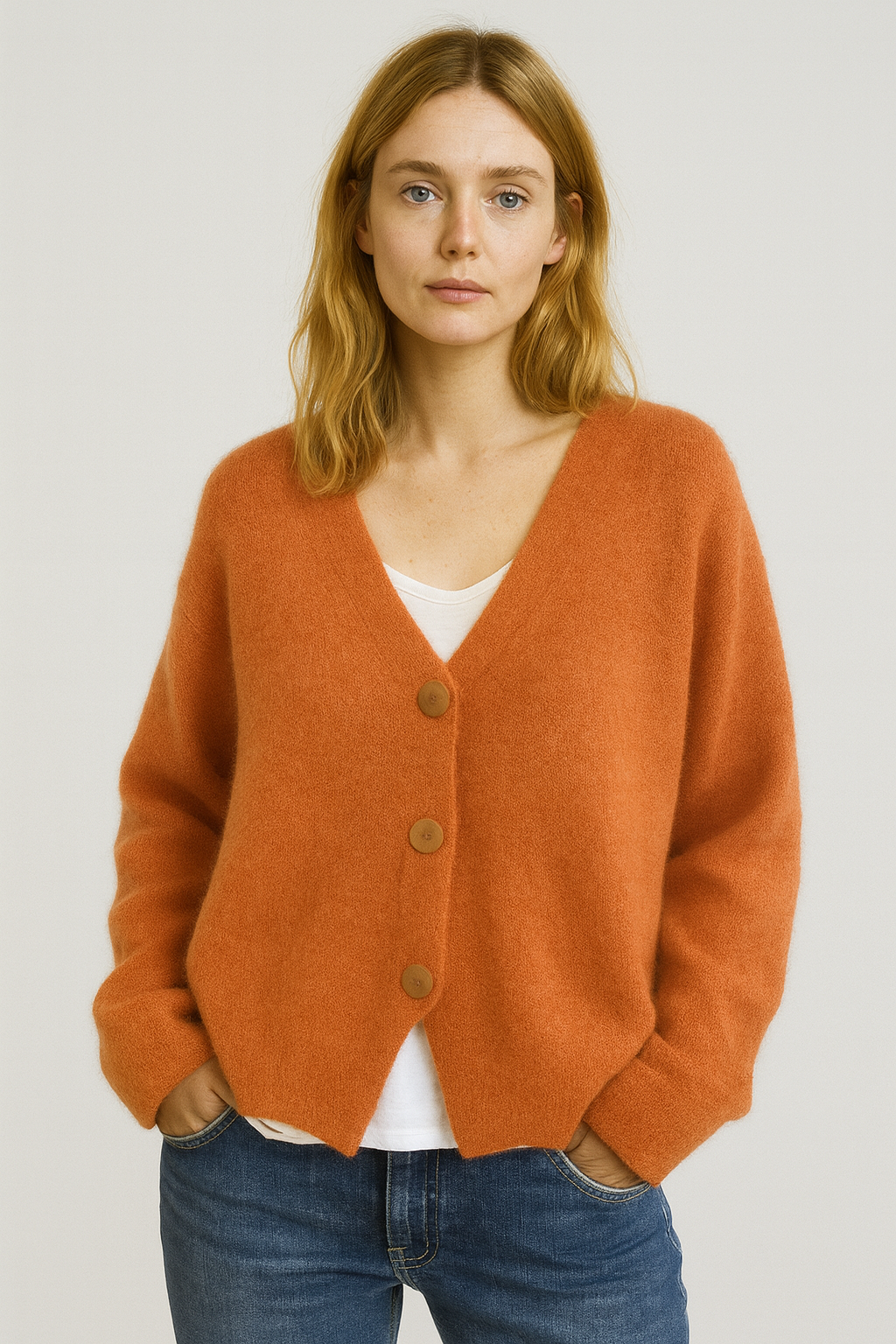 Damen Cardigan Mit Knöpfen Freizeit Grau - Eveloria